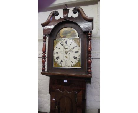 19th Century mahogany and oak longcase clock with broken arch pediment above a painted dial, inscribed ' A. Klerser, York ', 