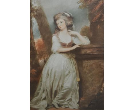 Signed coloured mezzotint, portrait of a lady after Gainsborough, 49 x 31cm, gilt framed, together with three other various f