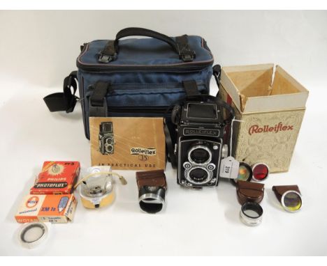 Rolleiflex 3.5A film camera serial no. 1275786, having original box and handbook with accessoriesSome wear to case. Some mino