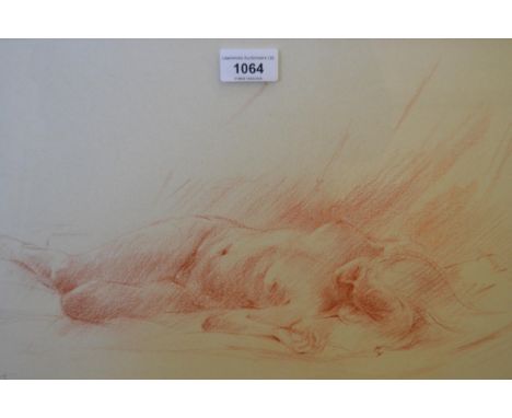 Margaret (Margo) Claremont, sepia drawing, nude female, signed, 29 x 44cm, framed, together with another pastel study of a ba