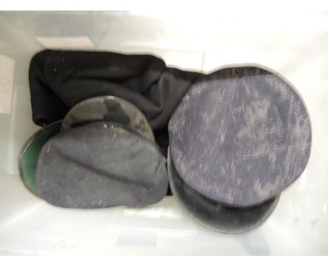 Box containing a large collection of various police related items including Oxford constabulary cap, Kent cape and overcoat, 