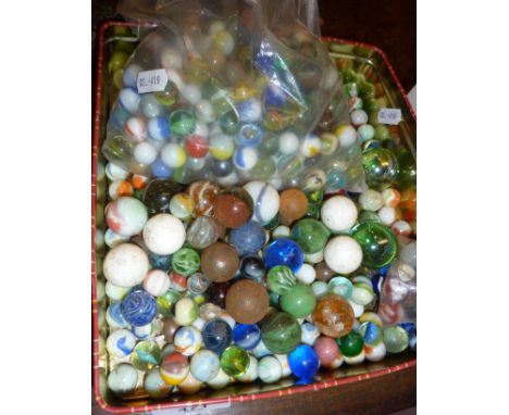 Large quantity of old glass and ceramic marbles