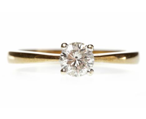 NINE CARAT GOLD DIAMOND SOLITAIRE RING set with a round brilliant cut diamond of approximately 0.54 carats, size O-P, 2.4g