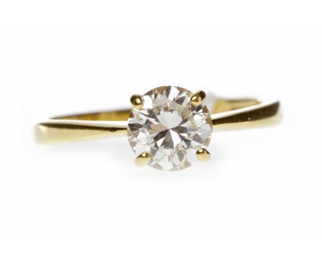 EIGHTEEN CARAT GOLD DIAMOND SOLITAIRE RINGwith a four claw set round brilliant cut diamond of approximately 0.80 carats, size