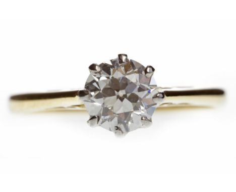 EIGHTEEN CARAT GOLD DIAMOND SOLITAIRE RINGset with an old cut diamond of approximately 0.80 carats, size K, 2.1g