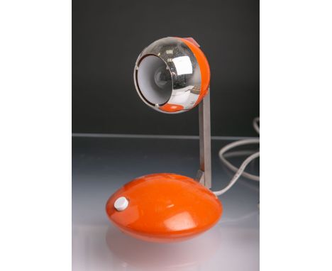 Vintage Tischlampe von Eichhoff-Werke (1970er Jahre), Modellnr. E3371 in Orange, 1-flammig, stark gewölbter Rundfuß, verchrom