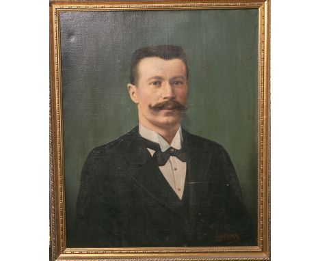 Unbekannter Künstler (wohl 20. Jh.), Portrait eines Herren, Öl/Lw., re. u. unleserlich sign. wohl "L.Lehnmann", ca. 61 x 50 c
