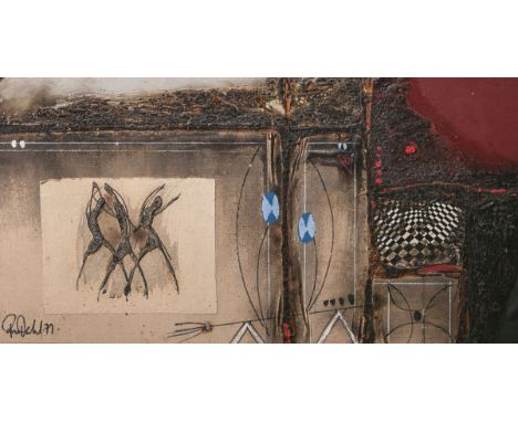 Dahl, R. (20. Jh.), Ballett, Mischtechnik auf versch. Malträger, li. u. sign. u. dat. (19)71, ca. 40 x 80 cm, gerahmt.