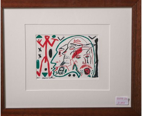 Penck, A. R. (1939 - 2017), "Schlammschlacht der Dichter", 1991, Offsetdruck, li. u. handsign., Blattgröße 10 x 14 cm, PP, hi