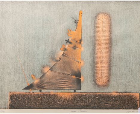 Jancovic, R. (1958), "Posem v cérrenom", Lithographie, re. u. sign. u. dat. 1994, numm. 25/49, ca. 29,5 x 39,5 cm, hinter Gla