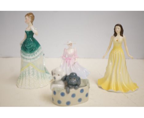 Royal Dolton The gem tone collection November topaz, Royal Worcester Belle of the ball, Coalport figure & Nao figure 