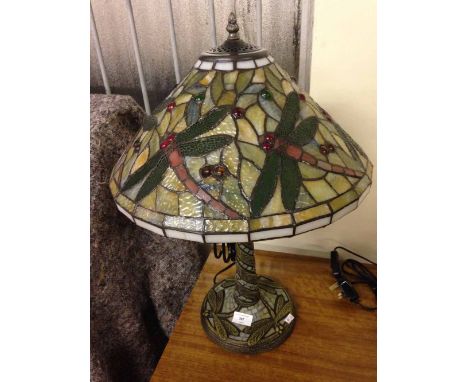 Yellow dragonfly tiffany style lamp.