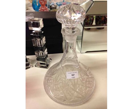Cut crystal ships decanter.