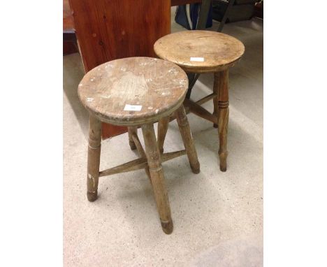 2 vintage oak stools.