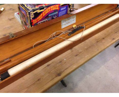 A vintage 'Self-Recta' cine screen in original wooden case.
