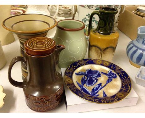 A quantity of mixed ceramics to include 2 Denby vases, a West German vase, Doulton Worcester and oriental.