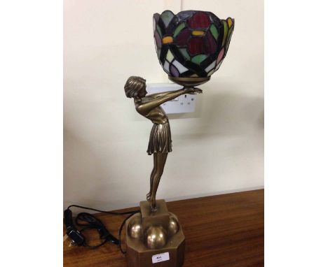 Art Deco Tiffany style lamp, girl.