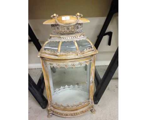 Cream french style lantern - metal and curved glass.