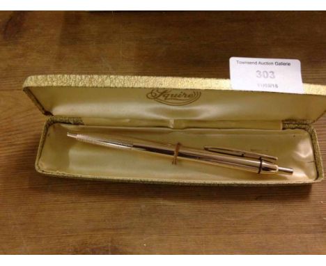 Vintage rose gold coloured Squire ball point pen in original box.