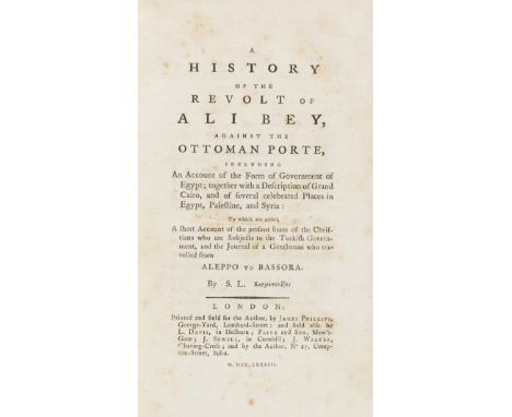 Egypt.- [Lusignan (Sauveur)] A History of the Revolt of Ali Bey, against the Ottoman Porte, first edition, with errata at end