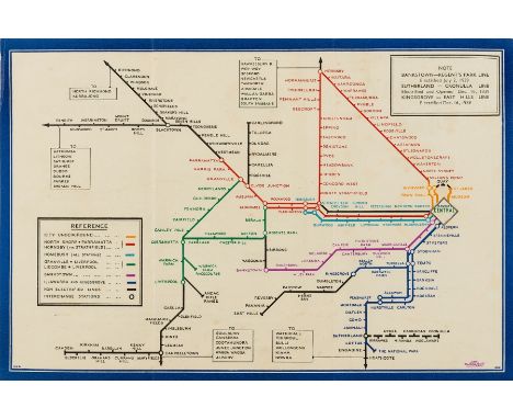 Australia.- Harry Beck London Underground variant.- Commissioner for Railways (New South Wales) Railway Map, Sydney Suburban 