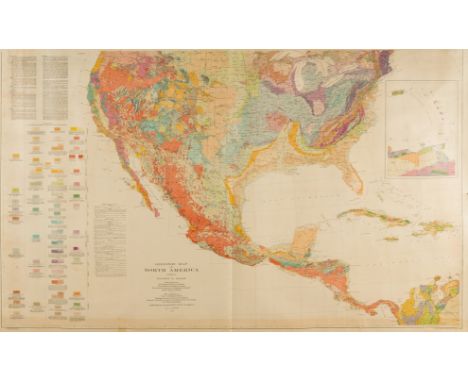 America.- Stone (George W.) Geologic Map of North America, lithograph printed in colours, 980 x 1380 mm (38 1/2 x 54 1/4 in),