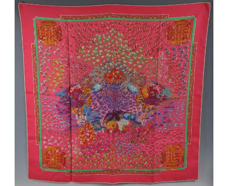 A vintage Hermès of Paris Rencontre Océane silk scarf, 86 x 84cmCondition report: No holes or stains.Some very fine loose thr