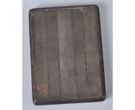 An Art Deco silver engine turned pocket cigarette case, having gilt-washed interior, inscribed Donald Hall, maker London Chai