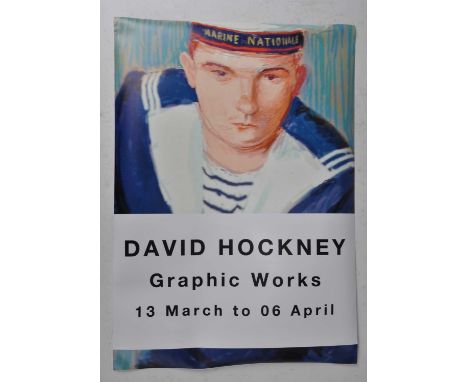 David Hockney - Graphic Works, poster print, 60 x 42cm, unframedCondition report: Unframed and rolled.Several crinkled areas 