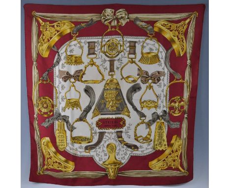A vintage Hermès of Paris Etriers silk scarf, 89 x 85cm