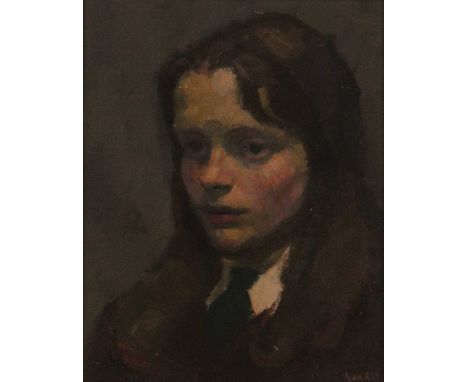 Norris (mid-20th century British) - Head and Shoulders Portrait of a Young Girl, oil on board, signed lower right, 39 x 31cm