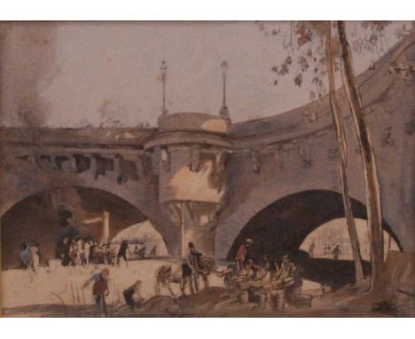 Attributed to Frank Brangwyn (1867-1956) - A Christmas Card Sketch, watercolour, unsigned, 11.5 x 16cm