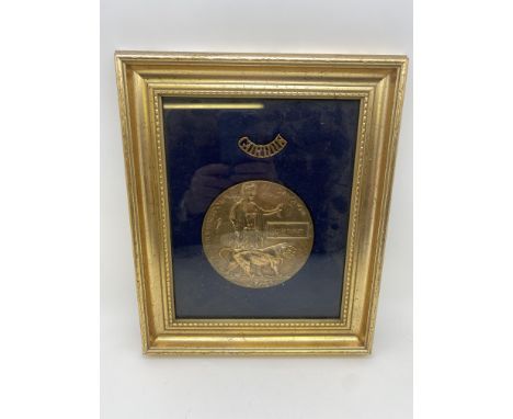 A death plaque in a frame, bronze plaque for a James Tarbet