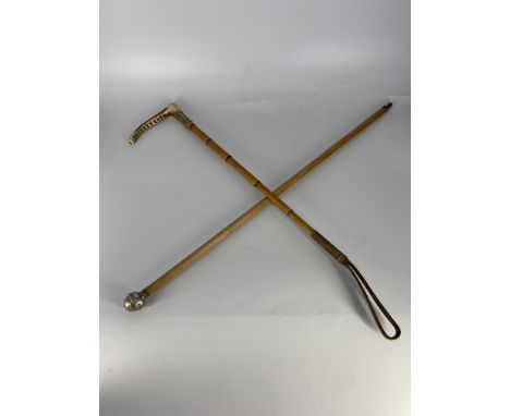 2x Royal fusiliers items, a cain stick and a horse cane / whip