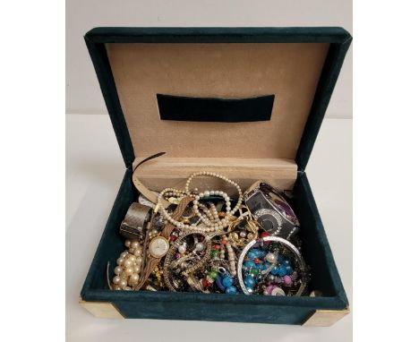 SELECTION OF COSTUME JEWELLERYincluding a pearl necklace with silver clasp, various pairs of earrings, bangles, bracelets, an