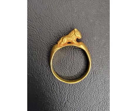 ANCIENT HIGH CARAT GOLD EQUINE RINGbelieved to be Roman circa 2nd-4th century CE, the unmarked gold ring tests as high carat 