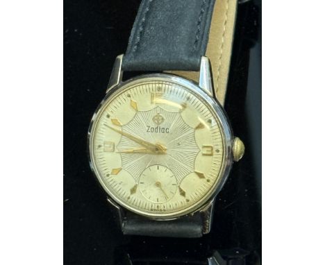 Vintage unusual Zodiac wristwatch, sub second dial at 6 o clock, manual wind movement. Currently ticking & keeping good time 
