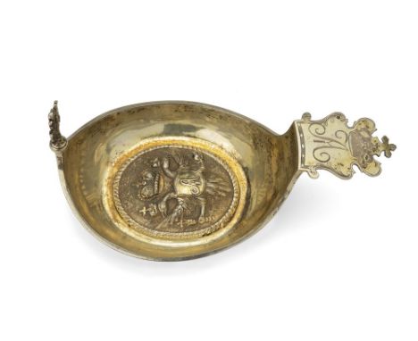 Kovsh of traditional shape, with engraved Imperial double-headed eagle with the monogram of Alexander I with assay master’s m