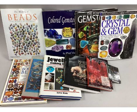 A Collection of Assorted Books, including The Power of Gemstones, Colored Gemstones, Crystal &amp; Gem, Book of Beads, Jewell