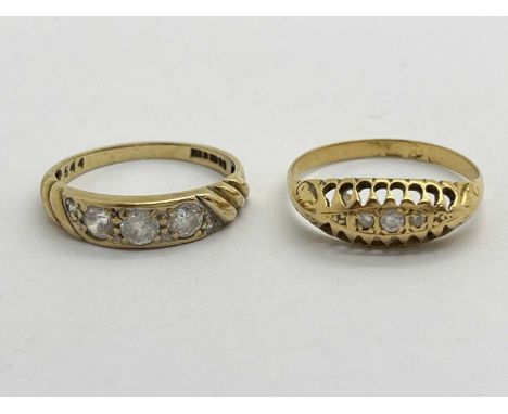 A 9ct Gold Dress Ring, together with an antique stone set ring, pierced setting. (2)