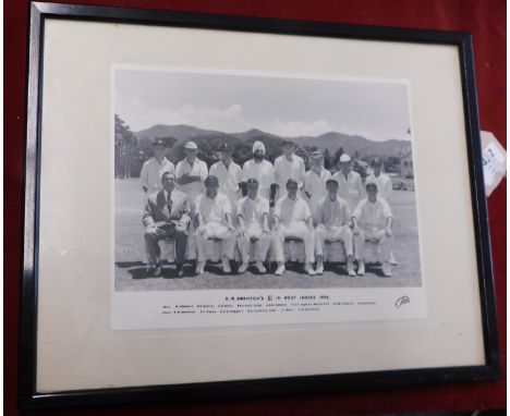 Cricket - 1956 E W Swanton's XI v West Indies vintage cricket photo, fine team photo Stewart, Tyson, Cowdrey, Graveney etc. F