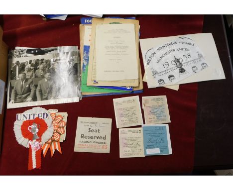 FA Cup Final Bolton v Manchester United 1958 - a collection of ephemera from the Final just 3 months after the Munich disaste