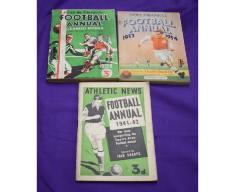 Athletics News 1941-42 Football Annual 1938-39, Charles Buchan Football Annual, ditto 1953-54 (3)