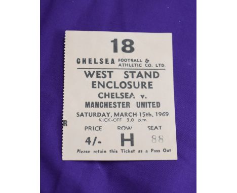 Ticket Chelsea v Manchester United March 15th 1969. Very good/excellent.