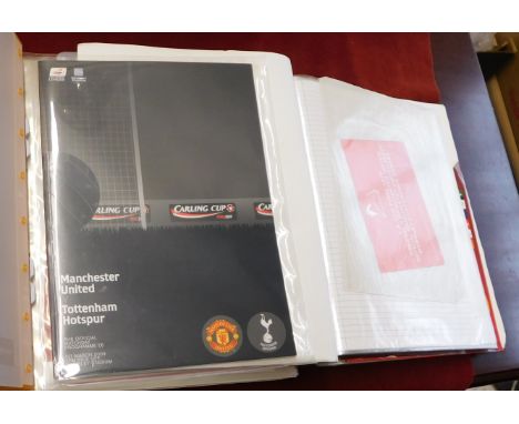 Three folders of Manchester United ephemera from the 1970s to the 2000s. A hospitality card at Wembley for the FA Cup Final A