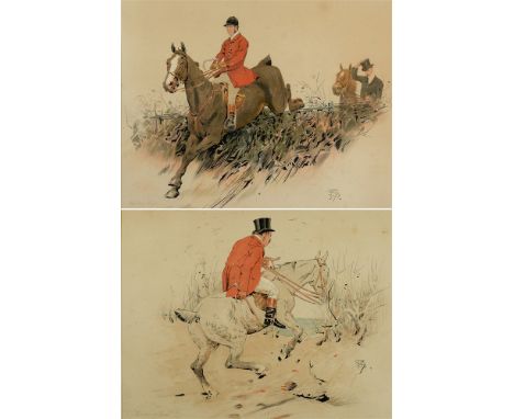 THE FIRST FLIGHT & THE LAST BUT NOT LEAST a pair of colour prints, signed with monogram, 39 x 50cm