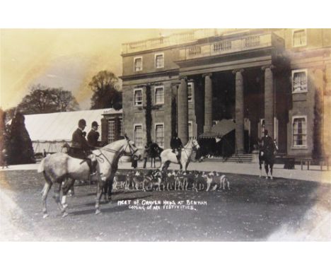 [HUNTING]. POSTCARDS   Thirteen cards, including real photographic views of the Meet of the Craven Hounds at Benham, Coming o