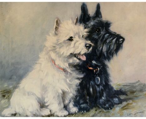 AFTER LUCY DAWSON Scotch Terriers, colour titled print, 32 x 39cm