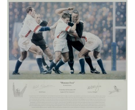 AFTER KEITH FEARON Honours Even, Twickenham 6th December 1997, England 26, New Zealand 26, limited edition colour print, no. 