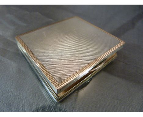 Asprey & Co Ltd hallmarked silver Compact London, 1940 'Asprey London'. Rose Gold coloured engine turned decoration to front.